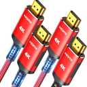 Highwings HDMI Cable 8K 6FT-2PACK, High Speed 48Gbps HDMI 2.0 Cable, HDR 3D 4K@60Hz 2160P 1080P HDCP 2.2 ARC Ethernet-Braided HDMI to HDMI Cord-Compatible with TV, UHD TV, Monitor-Red (6 feet)