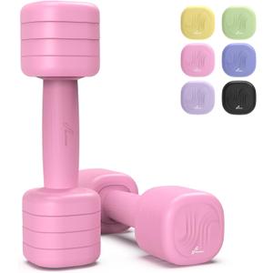 Adjustable Dumbbell Set of 2: Sportneer 4 in 1 Free Weights Dumbbells Set for Women, Hand Weights for Women at Home, Each 2lb 3lb 4lb 5lb Weights with Soft Rubber Handle for Home Gym Exercise Training (Wild Rose)