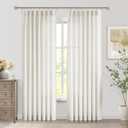 WEST LAKE Natural Pinch Pleated Sheer Window Curtain Panels 90 Inches Long,Back Tab Drapes with Hooks,Farmhouse Linen Textured Window Treatment for Bedroom Living Room,40" Wx90 Lx2