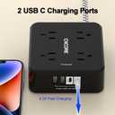 Surge Protector Power Strip - CHCORE 20Ft Braided Extension Cord with 8 Outlets with 4 USB (2 USB C) Charging Ports, Flat Plug Multi Plug Outlet Extender Charging Station for Home Office, ETL, Black