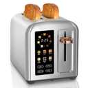 SEEDEEM Toaster 2 Slice, Full Touch Control Stainless Toaster, LCD Display, 50% Faster Heating Speed, 6 Bread Type, 7 Shade Setting, 1.5''Wide Slots, Removable Crumb Tray, 1350W, Silver Metallic