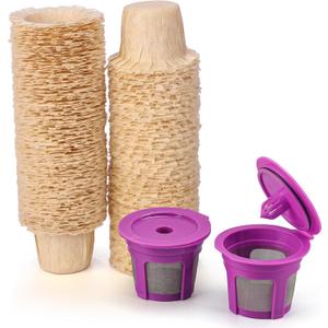 2 Pack Reusable K Cups with 100 Count Natural Paper Filters,Compatible with Keurig Single Serve 1.0 and 2.0, Fits All Reusable K Cup Coffee Pods