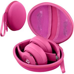 co2CREA for Beats Studio Pro / Studio3 / Solo4 / Solo3 Headphones, Hard Travel Case Compatible with Beats Wireless On-Ear Headphones (Rose Red Case)