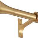 1Inch Single Curtain Rods, Decorative Drapery Rods Adjustable 100-144IN Length, With Horn Finials, Wall Mount and Ceiling Mount, Warm Gold