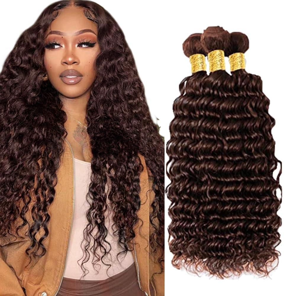 24 26 28 Inch Brown Bundles Color 4 Human Hair Bundles Mixed Length 3 Bundles Chocolate Brown Bundles Human Hair Extensions