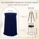 Tegeme 1 Pack 32 x 43 Inch Round Spandex Cocktail Tablecloths with Skirt Cocktail Round Table Cover Spandex Stretch Tablecloth for Fitted High Top Table Bar Wedding Party Banquet (Navy)