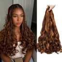 French Curl Braiding Hair 18 Inch Curly Braiding Hair 8 Packs Pre Stretched French Curl Braids Synthetic Extensions Lightweight Hair for Women Loose Wavy for Braids P30/33