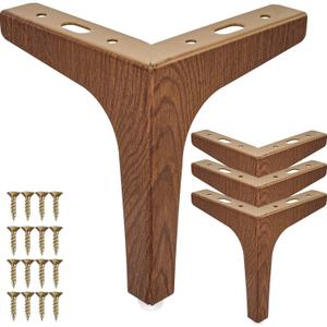 La Vane 6 Inch Metal Furniture Legs, Set of 4 - Modern Diamond Triangle Walnut DIY Replacement Feet Corner Legs for Cabinet, Sofa, Sideboard, Couch, Dresser Makeover