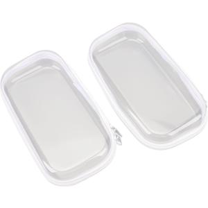 2 Pack Makeup Cosmetic Bag, Clear Hard Shell Zipper Case Secure Zipper Closure, Stackable Versatile Storage Containers Organizer Bin for Organizing Cosmetics, Toys, Chargers