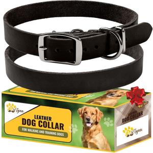 ADITYNA Extra-Small Leather Dog Collar for XS Dogs - Classic, Soft, Strong, Heavy Duty, Handmade Top-Grain Leather - for Walking, Training, and Hiking (XS - Neck: 10-13 inches, Black)