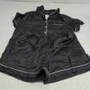 LILLUSORY Silk Satin Pajama Set for Women 2 Piece Lounge Pjs Shorts Matching Summer Sleepwear Button Down Shirt Shorts (Medium, Black)