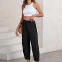 EVALESS Women's High Waisted Wide Leg Palazzo Trousers (Black, L)