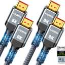 10K 8K HDMI 2.1 Cable 2-Pack 6.6FT, Highwings Certified 48Gbps Ultra High Speed Slim HDMI Cord,Support 4K@120Hz 8K@60Hz, HDCP 2.2&2.3, Dynamic HDR,eARC,DTS:X, Compatible with Roku TV/HDTV/PS5/Blu-ray (Grey)
