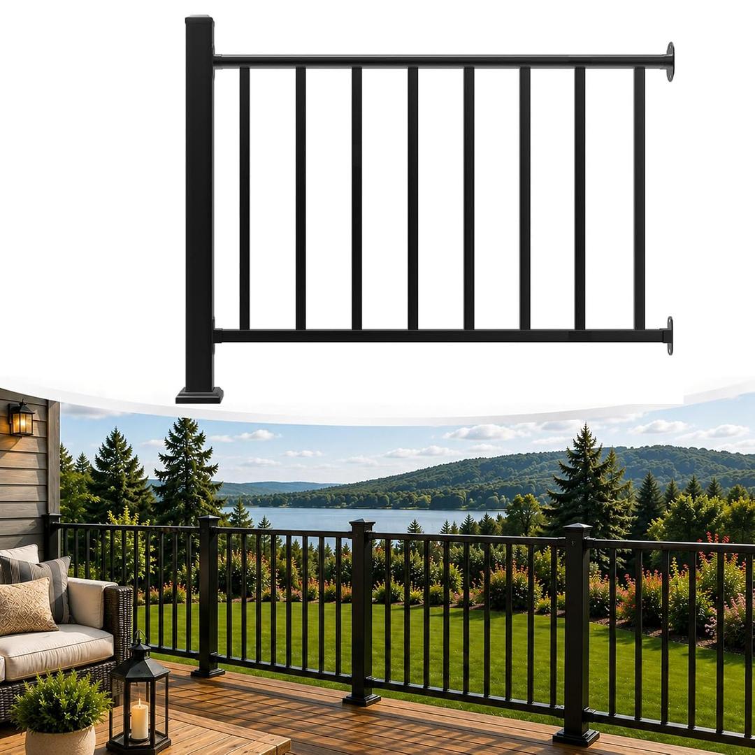 Deck Railing Kit, 36 in H x 4 ft W Porch Railing with Post