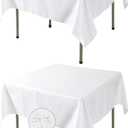 Fokitut 2 Pack Waterproof Square Tablecloth, 70x70 Inch, Stain Resistant and Wrinkle Polyester Table Cloth, Fabric Table Cover for Kitchen Dining, Wedding, Party, Holiday Dinner-White