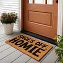 Funny Coir Doormat Shoes Off Homie Front Door Mat Entryway Outdoor Mat with Heavy Duty Front Porch Decor Welcome Mats House Warming Gift Coir Doormat Entry Natural Coir Brown Mat 23.7 x 15.7 inch