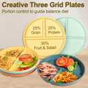Divided Plates for Adults (8 Packs), Unbreakable Portion Control Plate Sectioned with Dividers, 9 Inch Plastic Food Separator Dinner Plates Lightweight Compartment BPA Free Reusable Microwave Safe