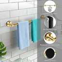 MGahyi No Drill Suction Cup Towel Bar, Adjustable Extendable Stainless Steel Towel Rack, Heavy Duty Suction Bathroom Towel Holder for Tile, Glass Door, Shower Wall & Balcony (1, Gold, 14.6-24Inch)