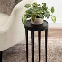 Kate and Laurel Rava Modern Metal Round Drink Table, 10 x 10 x 21, Black, Cast Aluminum Accent Table for Use as Indoor Plant Stand or Living Room Decor Piece