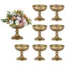 NUPTIO Gold Compote Vase for Centerpiece, 8.15" Tall, 8 Pcs