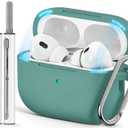 Ljusmicker for AirPod Pro Case Cover with Cleaner Kit, Soft Silicone Protective Case for Apple AirPods Pro 2nd/1st Generation for Women Men, AirPod Pro Case with Magnetic Lid Lock & Keychain-Solid Green