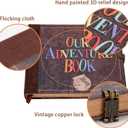 JIMBON Our Adventure Book Scrapbook Photo Album Retro Style Embossed Letter Cover Travel Diary Journal Scrap Book Kit For Couples, Memory Book For Anniversary Wedding