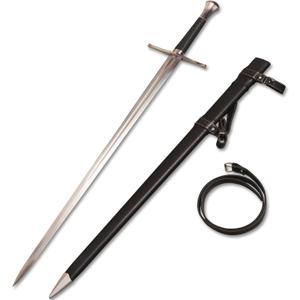 Handmade Cast Sharp Blade Medieval Sword, Full Tang, with Leather Protective Cover,Real Metal Sword for Collection Gift