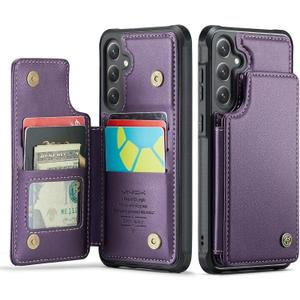Vinich for Samsung Galaxy S25 Plus Case with Card Holder, for Samsung S25 Plus Wallet Case for Women Men with RFID Blocking, Durable Kickstand Shockproof Case for Galaxy S25 Plus 5G, Purple