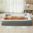 LEXTRO Orthopedic Dog Beds for Large Dogs,Waterproof Dog Bed, Egg Crate Foam Bed for Large Dogs, Big Pet Bed with Washable Removable Waterproof Pillow Cover and Anti-Slip Bottom, Grey, 36x27