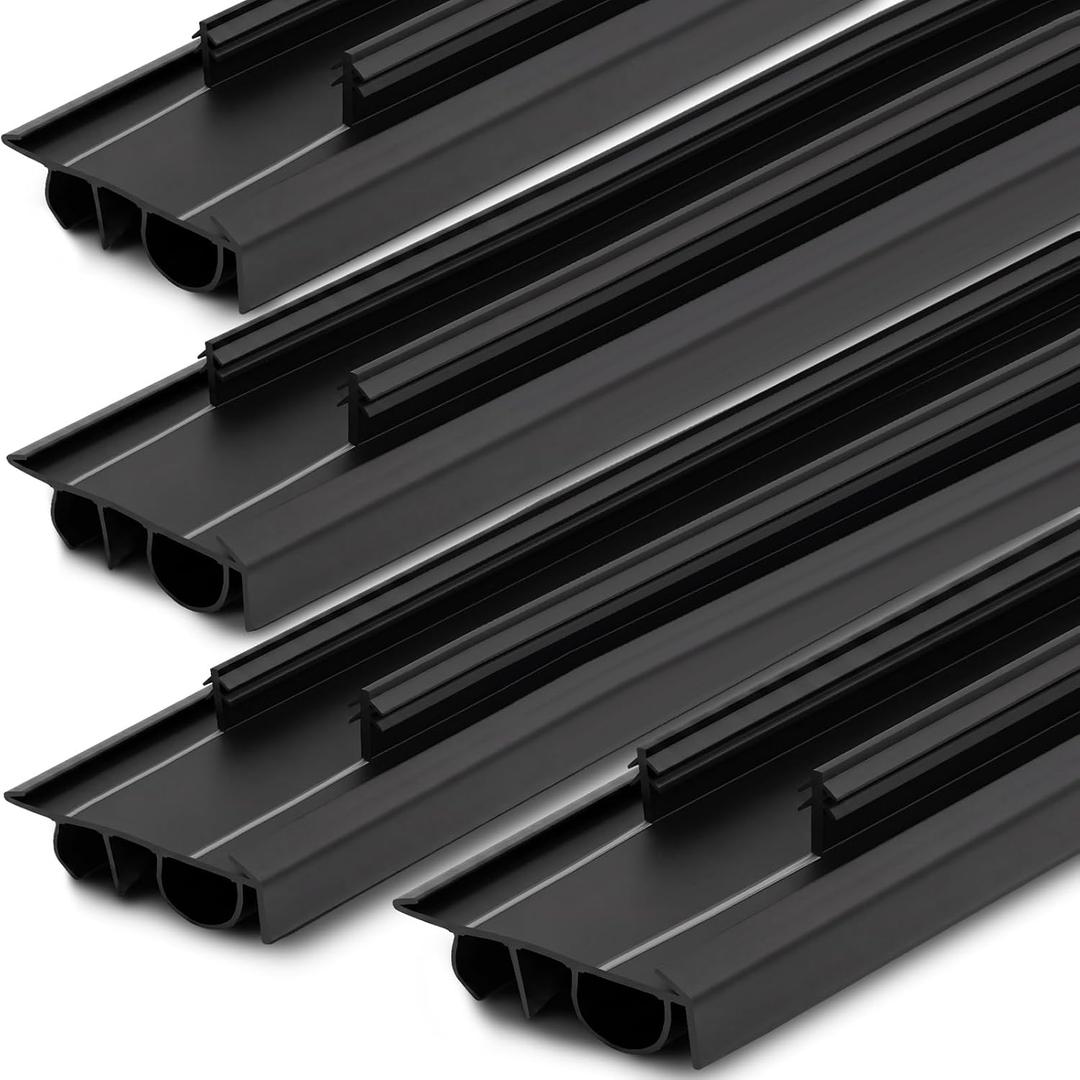 Pushglossy 4 Pcs Kerf Style Door Bottom Seal 36" Black Draft Stopper | 1-3/4" Wide Threshold Seal with Vinyl Fins, Weatherstrip, for Interior Exterior, Adaptable to Doors with Pre-drilled Grooves