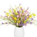 J'FLORU Easter Flower Decorations 12 Pack Easter Egg Picks Artificial Forsythia Flowers with Eggs for Floral Arrangements Table Centerpieces