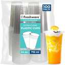 Freshware Clear Plastic Cups [100 Pack - 24 oz] Disposable Cups for Iced Coffee, Smoothie, Milkshake, Cold Drinks