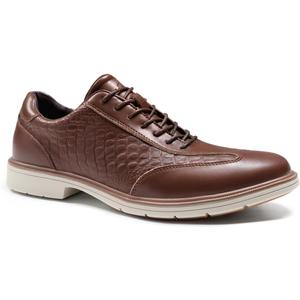 Men's Orthopedic Business Dress Walking Shoes - Comfortable Arch Support Plantar Fasciitis Leather Wingtip Formal Oxford - Flat Feet Casual Cap Toe Tuxedo Patent Sneakers for Foot Heel Pain Relief (8, W2-dark Brown)