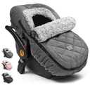 Car Seat Cover Baby: Winter Infant Carseat Canopy for Boy Girl Newborn, Zipper Peeping Window, Warm Cozy Cold Weather Waterproof Fitted, Heather Grey