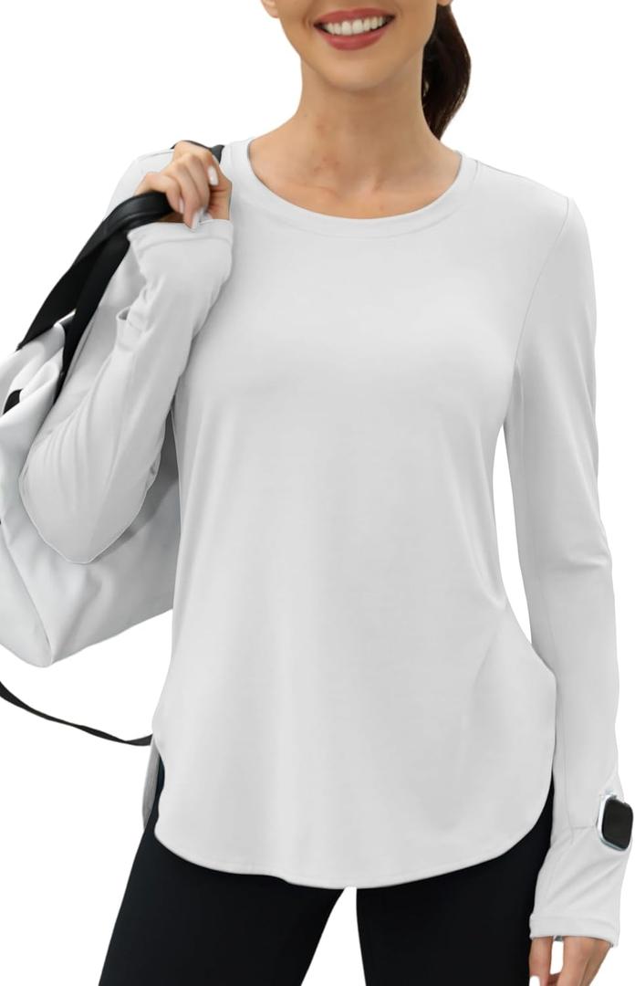 KevaMolly Workout Tops for Women Long Sleeve UPF 50+ UV Protection Sun Shirt Lightweight Quick Dry Rash Guard Hiking Shirts (L)
