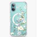GVIEWIN for iPhone 16 Case 6.1", Shockproof Military-Grade Protection Floral Clear Women Magnetic Cover