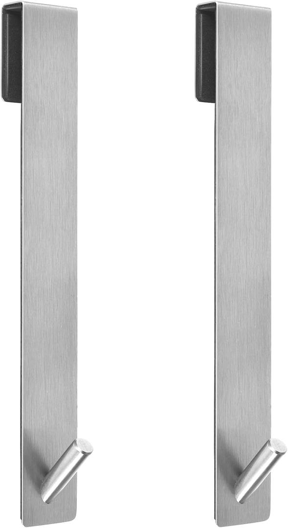 Shower Door Hooks(10 Inch),Extended Over Door Hooks for Bathroom Frameless Glass Shower Door,Stainless Steel Towel Hooks,Heavy Duty Rack Hooks for Robe,Towel-2 Pack-Silver