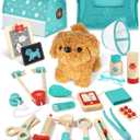 Lehoo Castle Wooden Doctor Kit for Kids, Vet Play Sets, Veterinarian Kit Pretend Play Doctor Set with Dog Bag, Medical Kits Doctor Toys Gift for Boys Girls Aged 3 4 5