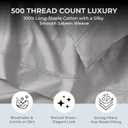 100% Natural Cotton Sheets Queen Size Bed Set | 500 TC Single-Ply Sateen Weave | Soft, Breathable, Hypoallergenic Solid 4-Piece Bedding with Deep Pocket Fitted, Flat, Pillowcase | Grey