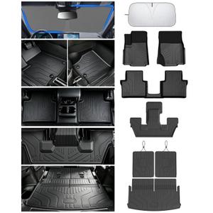 Runine Floor Mats Cargo Liner Fit for 2021-2026 Jeep Grand Cherokee L (Only for 6-Seater w/o 2nd Row Center Armrest), All Weather Car Floor Liners Trunk Cargo Liner Car Accessories