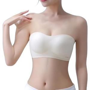 Strapless Push Up Bra for Women  Seamless, Wireless, Convertible  Comfortable Black & White Bra (White, M)