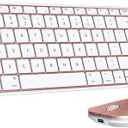 Wireless Keyboard and Mouse, Rechargeable Ultra Slim, White Gold
Quiet Full-Size Keyboard and Mouse Combo Set, for Laptop, PC, Notebook, Desktop, 2.4GHz Stable Connection, Ideal for Office