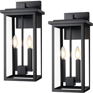 Large Modern Exterior Lighting Fixtures Porch Lights Outdoor Sconce Lights Outdoor Wall Lantern Outside Light Fixtures for House,Front Door,Garage Light Wall Mount Waterproof 2 Pcs E12 Base