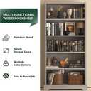 TVU 5 Tiers Wooden Bookshelf, 65.2" Tall Farmhouse Style Open Bookcase, 31.5" Wide Standing Book Shelf with Storage for Study Room, Living Room, Gray, 11.8" D x 31.5" W x 65.2" H