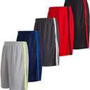 5 Pack: Men's Dry-Fit Sweat Resistant Active Athletic Performance Shorts XXL