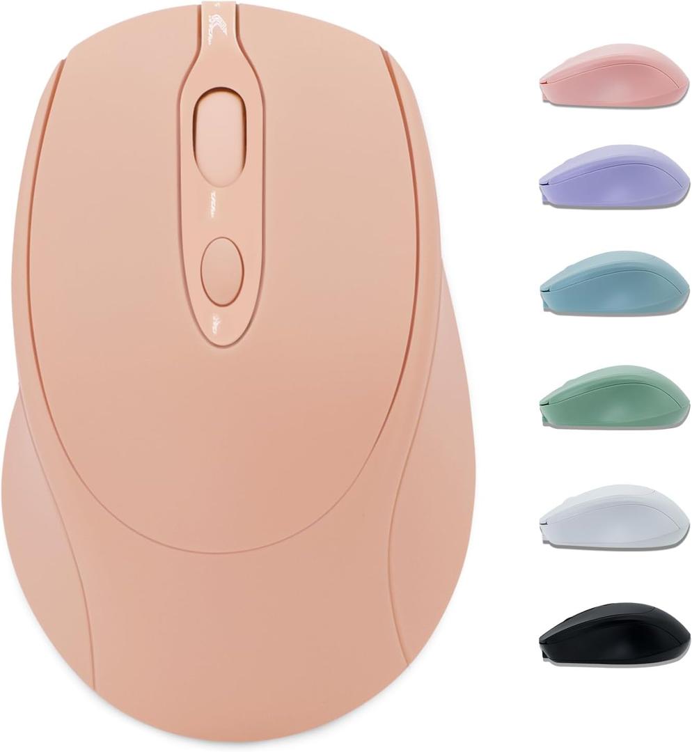 Wireless Mouse, Rechargeable Silent Portable Slim for Laptop/iPad/MacBook Pro/Air, Surface Pro/PC/Lenovo/Samsung Tablet (Nude Pink)