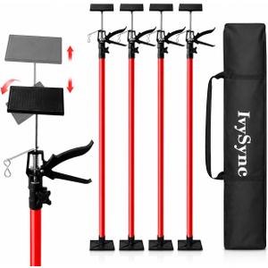 Cabinet Jacks for Drywall & Installation, 4 Pack Adjustable Cabinet Jack Support Pole 45-114 inch, Premium Steel 3rd Hand Lift Jack Holds 154 lbs for Upper Cabinets with Storage Bag