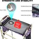 Walker Tray for Folding Walker with Cup Holder, Detachable Tray for Walker, Walker Accessories for Senior with Non-Slip Mat, Universal Fit for Meals, Drinks, Reading,Laptop (Purple with Side Pockets)