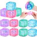Gemscream 12 Pcs Stress Cube Bulk Slow Rising Ice Cube Stress Balls for Adult Sensory Squeeze Cubes Birthday Gifts for Anxiety Relief Party Favors Goodie Prizes (Blue,Pink,Purple,Green)