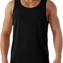 Men's Neon Swim Tank Tops Quick Dry Running Athletic Workout Gym Yoga Swimming Beach Marathon Muscle Sleeveless Shirts (Black), S